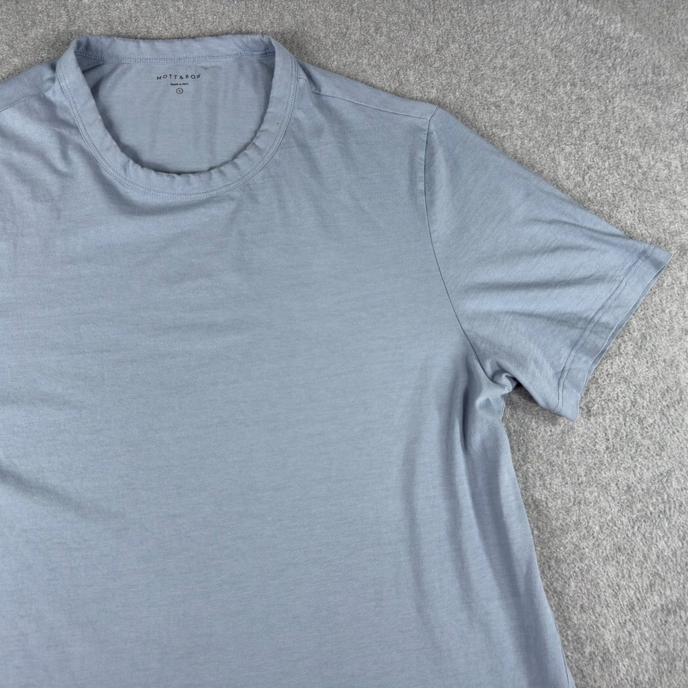 Mott & Bow The Driggs Men's Large T-Shirt Blue Crew Neck 100% Combed Cotton Tee